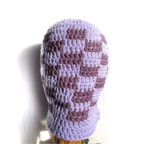 Crochet Balaclava Checkered Skirt Mask Winter Hat - Picture 4 of 10